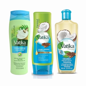 Dabur Vatika Naturals Shampoo, Conditioner and Hair Oil Set (Coconut) - 400   400   300ml