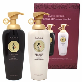 Daeng Gi Meo Ri- Ki Gold Premium Shampoo   Treatment Set, Promoting Hair Growth, Effectively Moisture to Dry and Rough Hair, No Artificial Color, 500ml