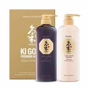 Daeng Gi Meo Ri- Ki Gold Premium Shampoo Treatment Set, Effectively Moisture to Dry and Rough Hair, No Artificial Color, 780ml each