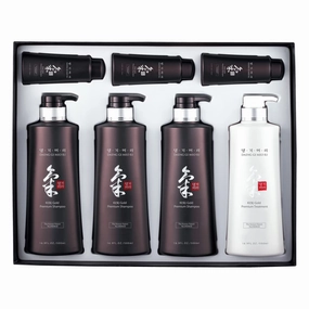 Daeng Gi Meo Ri- Ki Gold Premium Special Hair Care 4pcs Set [Shampoo x3, Treatment x 1], Effectively Moisture to Dry and Rough Hair, No Artificial Color