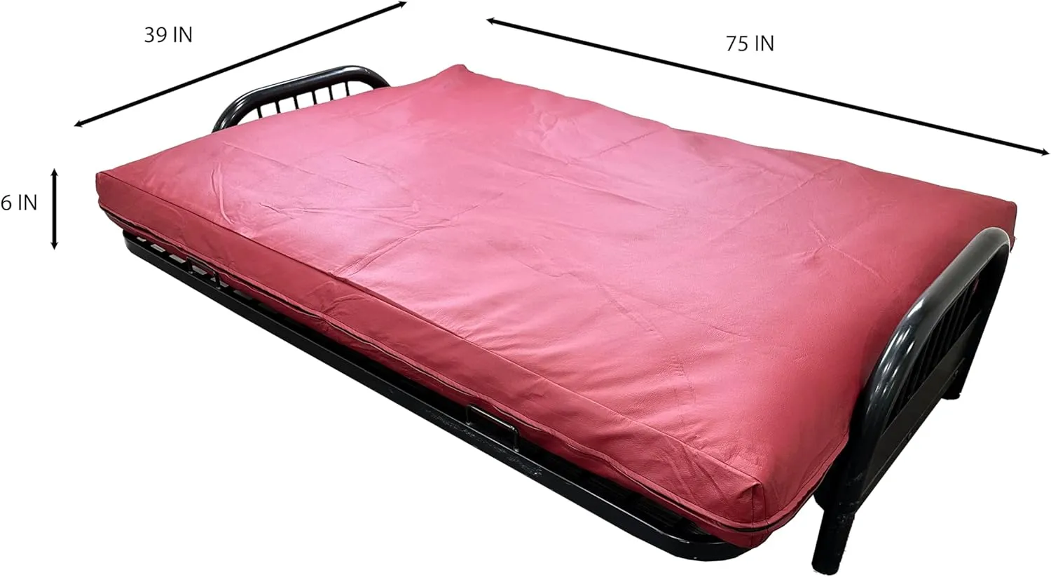 D&D Futon Furniture Leather Look Vinyl Futon Covers, Mattress Protector Slipcovers (Red, Twin Size 6x39x75 in)