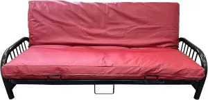D&D Futon Furniture Leather Look Vinyl Futon Covers, Mattress Protector Slipcovers (Red, Twin Size 6x39x75 in)
