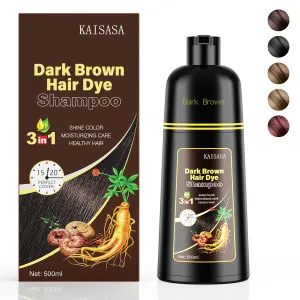 Dark Brown Hair Dye Shampoo 3 in 1, Hair Color Shampoo for Women and Men, Natural Hair Dye to Cover Gray Hair, Herbal Ingredient Shampoo for Grey Hair Coverage 500ml (Dark Brown)