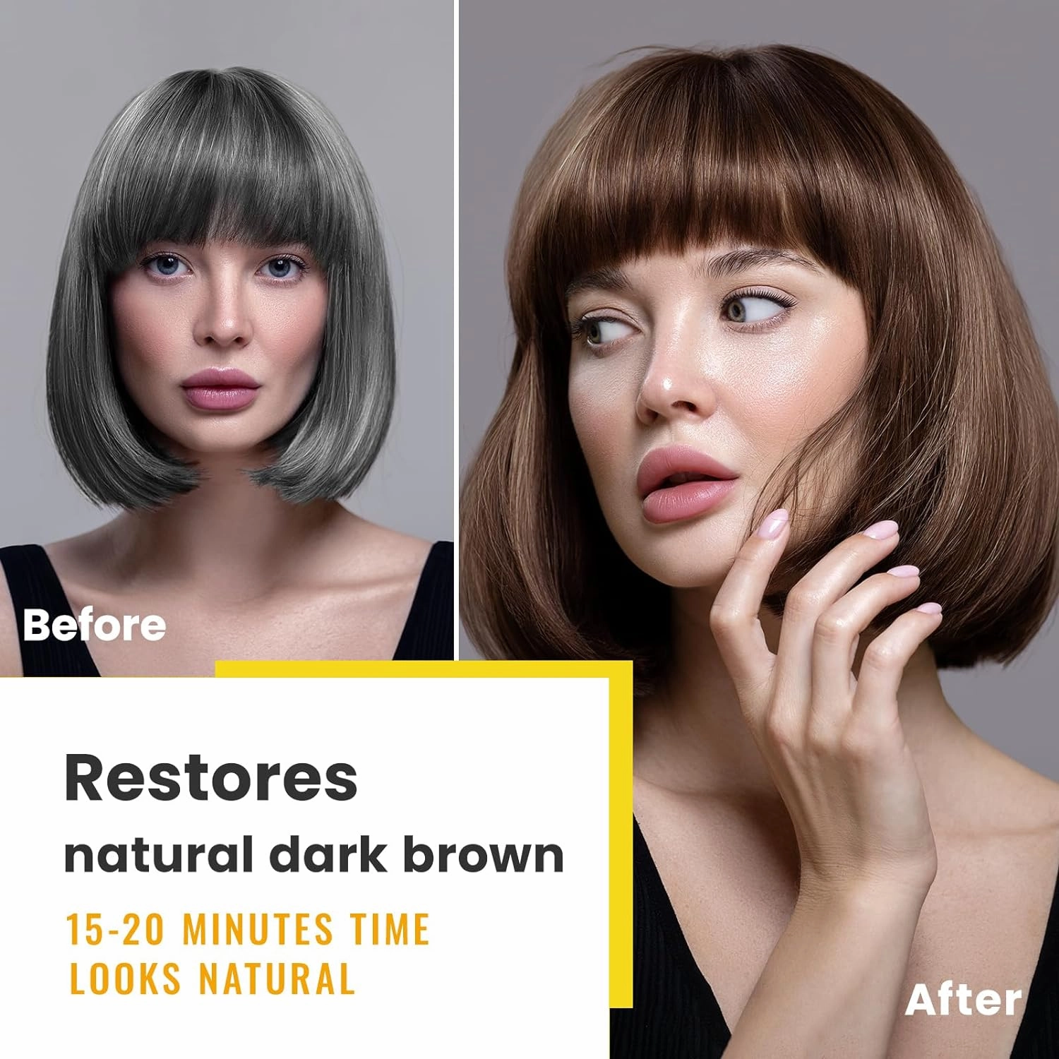 Dark Brown Hair Dye 3-in-1 Hair Coloring Shampoo for Gray Coverage, For Women & Men - Champu Para Canas y Pintar el Cabello 500ml 【Spanish version】
