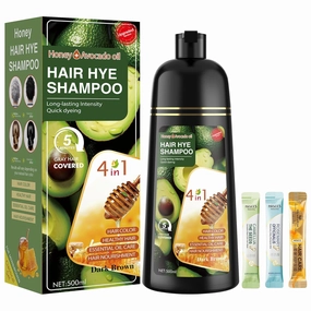 Dark Brown Hair Dye Shampoo 3 in 1 for Women & Men 100% Gray Hair Coverage - Herbal Ingredients Natural Plant Hair Color - Hair Dye in Minutes 17.6 Fl Oz