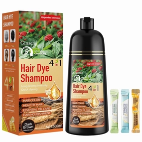 Dark Brown Hair Dye Shampoo 3 in 1 for Women & Men 100% Gray Hair Coverage - Herbal Ingredients Natural Plant Hair Color - Hair Dye in Minutes 17.6 Fl Oz