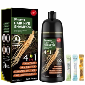 Dark Brown Hair Dye Shampoo 3 in 1 for Women & Men 100% Gray Hair Coverage - Herbal Ingredients Natural Plant Hair Color - Hair Dye in Minutes 17.6 Fl Oz