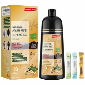 Dark Brown Hair Dye Shampoo 3 in 1 for Women & Men 100% Gray Hair Coverage - Herbal Ingredients Natural Plant Hair Color - Hair Dye in Minutes 17.6 Fl Oz