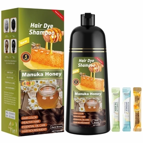 Dark Brown Hair Dye Shampoo 3 in 1 for Women & Men 100% Gray Hair Coverage - Herbal Ingredients Natural Plant Hair Color - Hair Dye in Minutes 17.6 Fl Oz