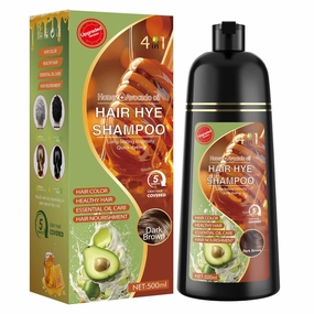 Dark Brown Hair Dye Shampoo 3 in 1 for Women & Men 100% Gray Hair Coverage - Herbal Ingredients Natural Plant Hair Color - Hair Dye in Minutes 500ML