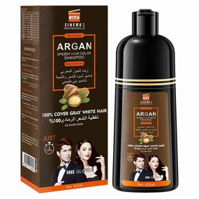 Dark Brown Hair Dye Shampoo 420ml – Ammonia-Free, Argan Oil Infused, Long-Lasting Gray Coverage, Herbal Hair Color, Sulfate-Free & Nourishing Formula
