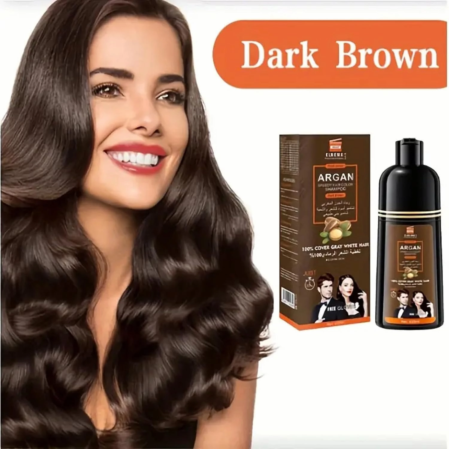 Dark Brown Hair Dye Shampoo 420ml – Ammonia-Free, Argan Oil Infused, Long-Lasting Gray Coverage, Herbal Hair Color, Sulfate-Free & Nourishing Formula