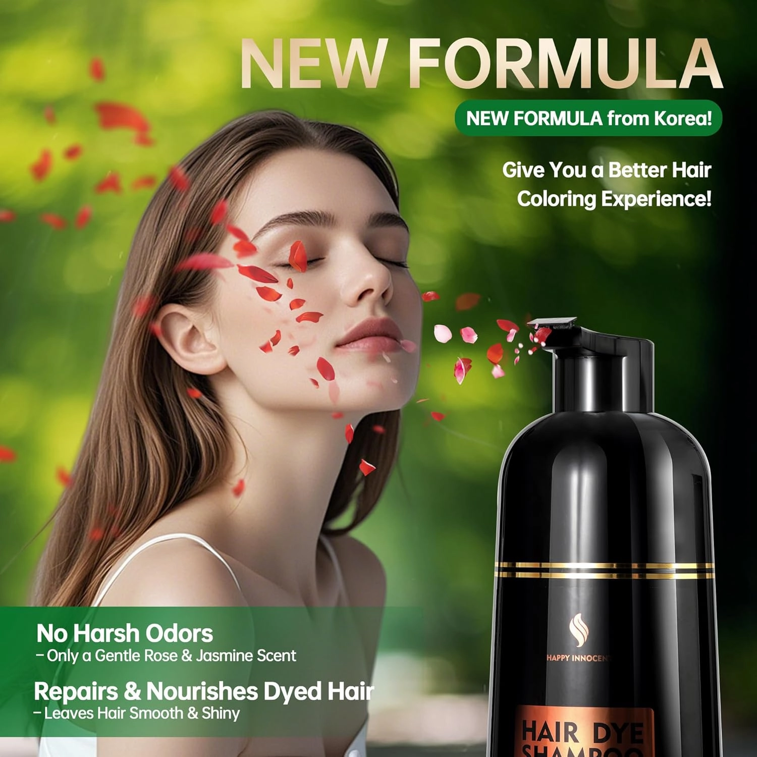 Dark Brown Hair Dye Shampoo for Grey Coverage for Women Lush Bloom Scent (Rose & Jasmine), Fast, Natural Ingredients Extract, Longer Lasting para pintar el cabello