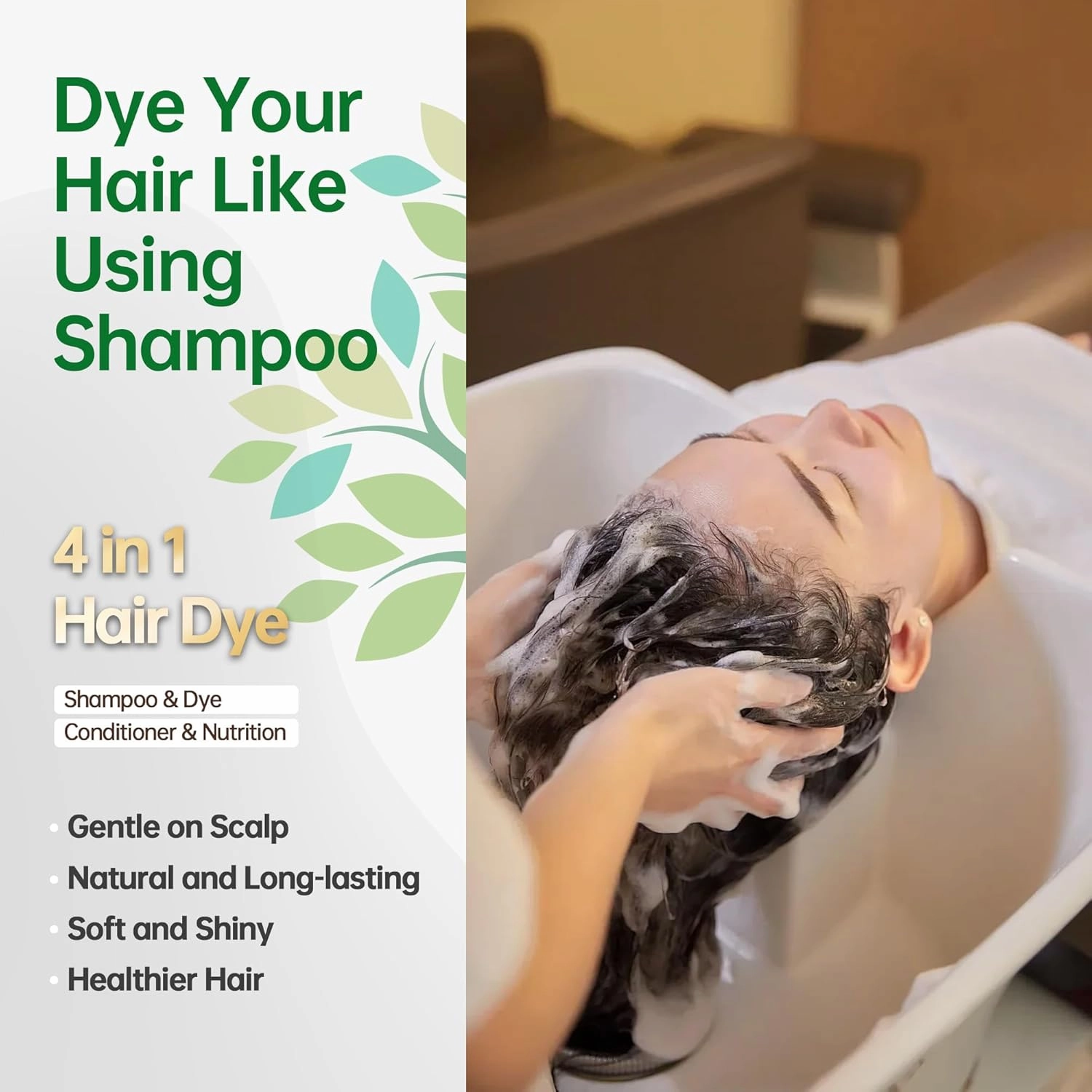 Dark Brown Hair Dye Shampoo for Grey Coverage for Women Lush Bloom Scent (Rose & Jasmine), Fast, Natural Ingredients Extract, Longer Lasting para pintar el cabello