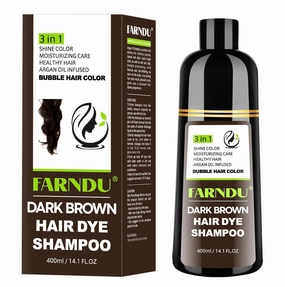 Dark Brown Hair Dye Shampoo for Women Men, Gray Hair Coverage within 15 Mins, Argan Oil Natural 3 in 1 Hair Color Shampoo