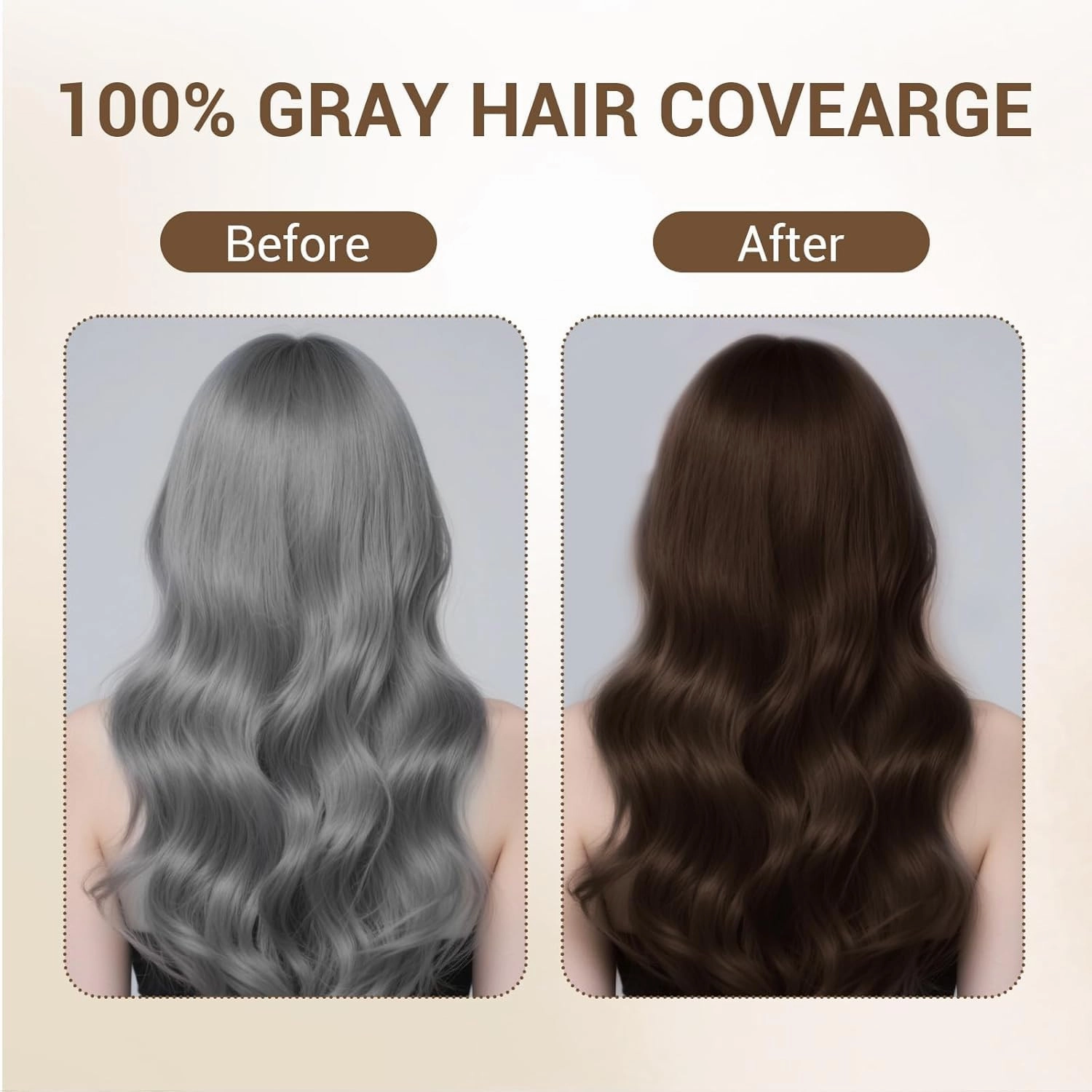 Dark Brown Hair Dye Shampoo for Women Men, Gray Hair Coverage within 15 Mins, Argan Oil Natural 3 in 1 Hair Color Shampoo