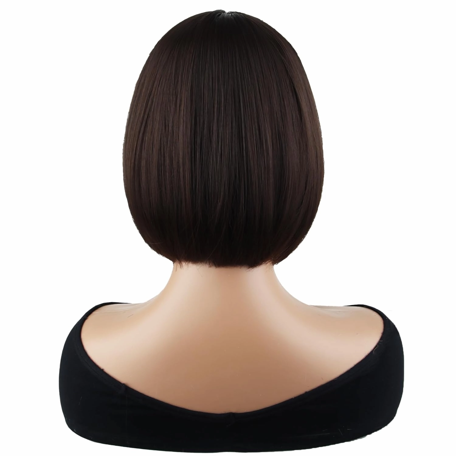 Dark Brown Wig Short Bob Wigs Short Straight Brown Wig for Women Girls Middle Part Heat Resistant Synthetic Wigs for Daily Use Cosplay Wig With Wig Cap
