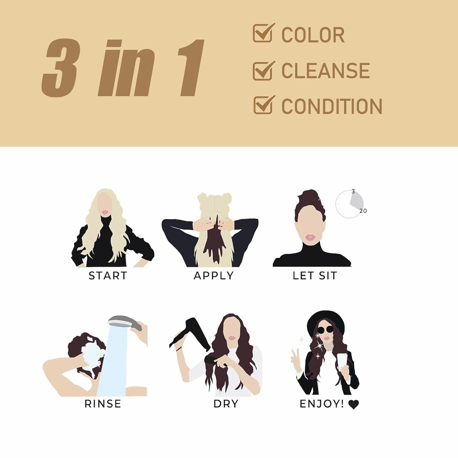 Dark Coffee Hair Dye Shampoo for Gray Hair,Works in Minutes, Long Lasting Instant Brown Hair Color Shampoo for Women and Men