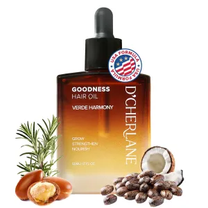 D'Cherlane Goodness Hair Oil – Hair Growth & Deep Scalp Treatment with Rosemary, Argan, Castor, & Coconut Oils For All Hair Types - Verde Harmony Edition,1.7 fl oz