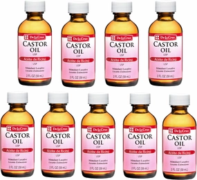 De La Cruz Castor Oil - 100% Pure Castor Oil for Hair, Skin, Eyelashes, and Eyebrows - USP Grade, 2 FL Oz (9 Bottles)