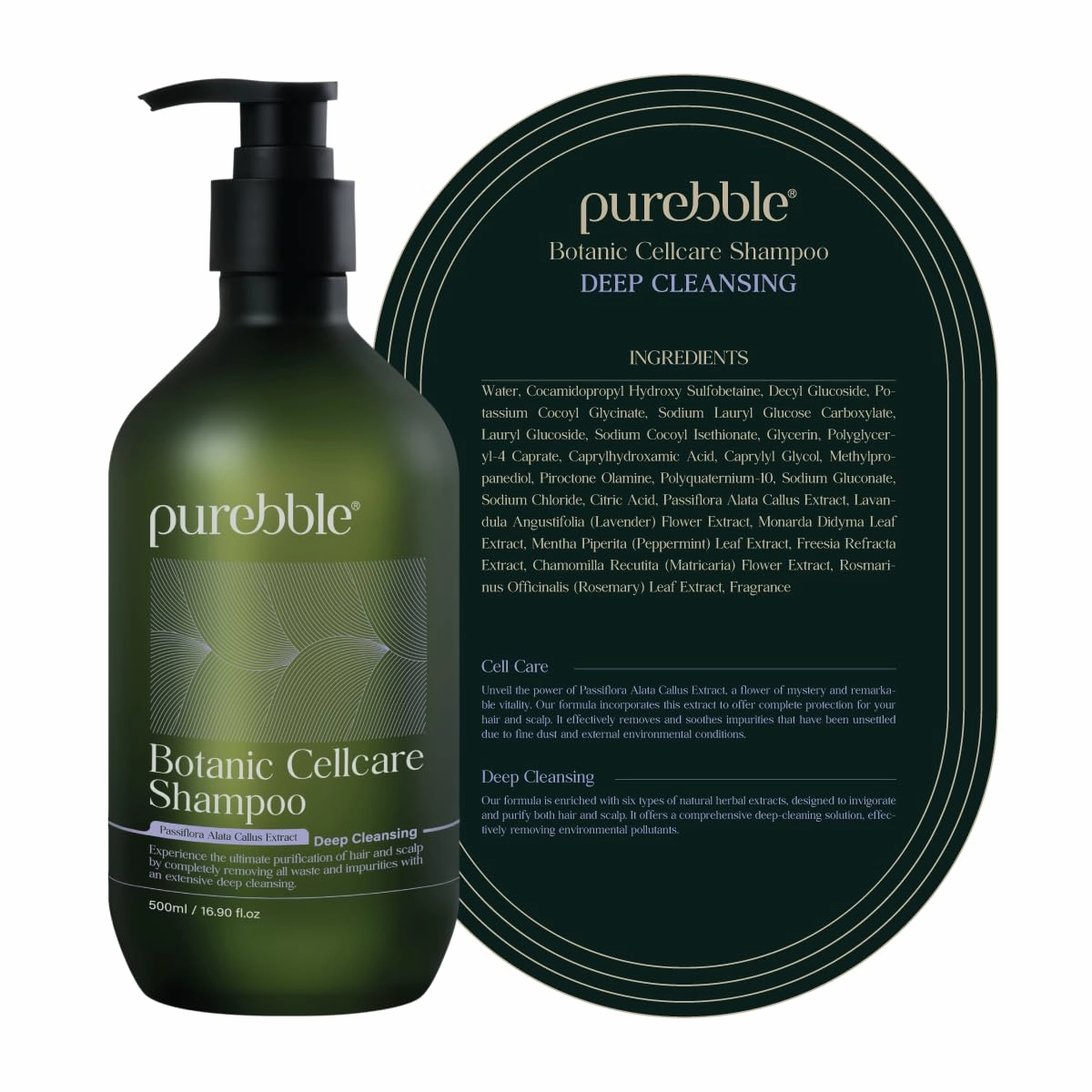 Deep Cleansing Botanic Cellcare Shampoo 500ml, 16.90 fl oz | Sulfate-Free, Paraben-Free and Color-Safe | pH Balancing