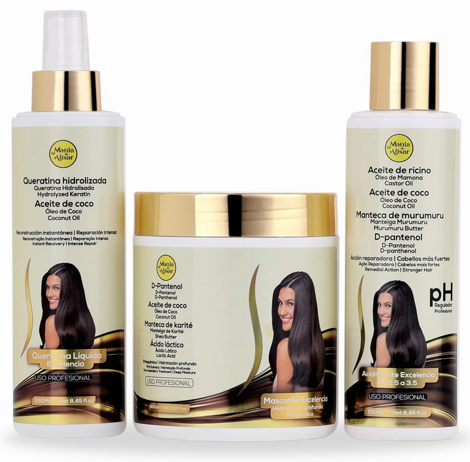 Deep hydration mask kit with hair acidifier, D-Panthenol, Coconut Oil, Shea Butter (17 fl.oz / 500 g)