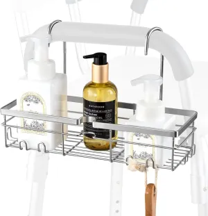 DELLAN Hanging Shower Caddy, Shower Rack with Hooks for Showerhead & Bath Chair, Bathroom Basket for Elderly, Pregnant, Handicap, Patient