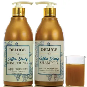 Deluge - Coffee Daily Shampoo and Conditioner -Gentle and Natural, SULFATE, Salt and PARABEN Free. NO Dyes. Made with Coffee Fruit, ARGAN Oil, Quinoa. Fresh-Clean Scent of Berries. 16 OZ Each/Set.