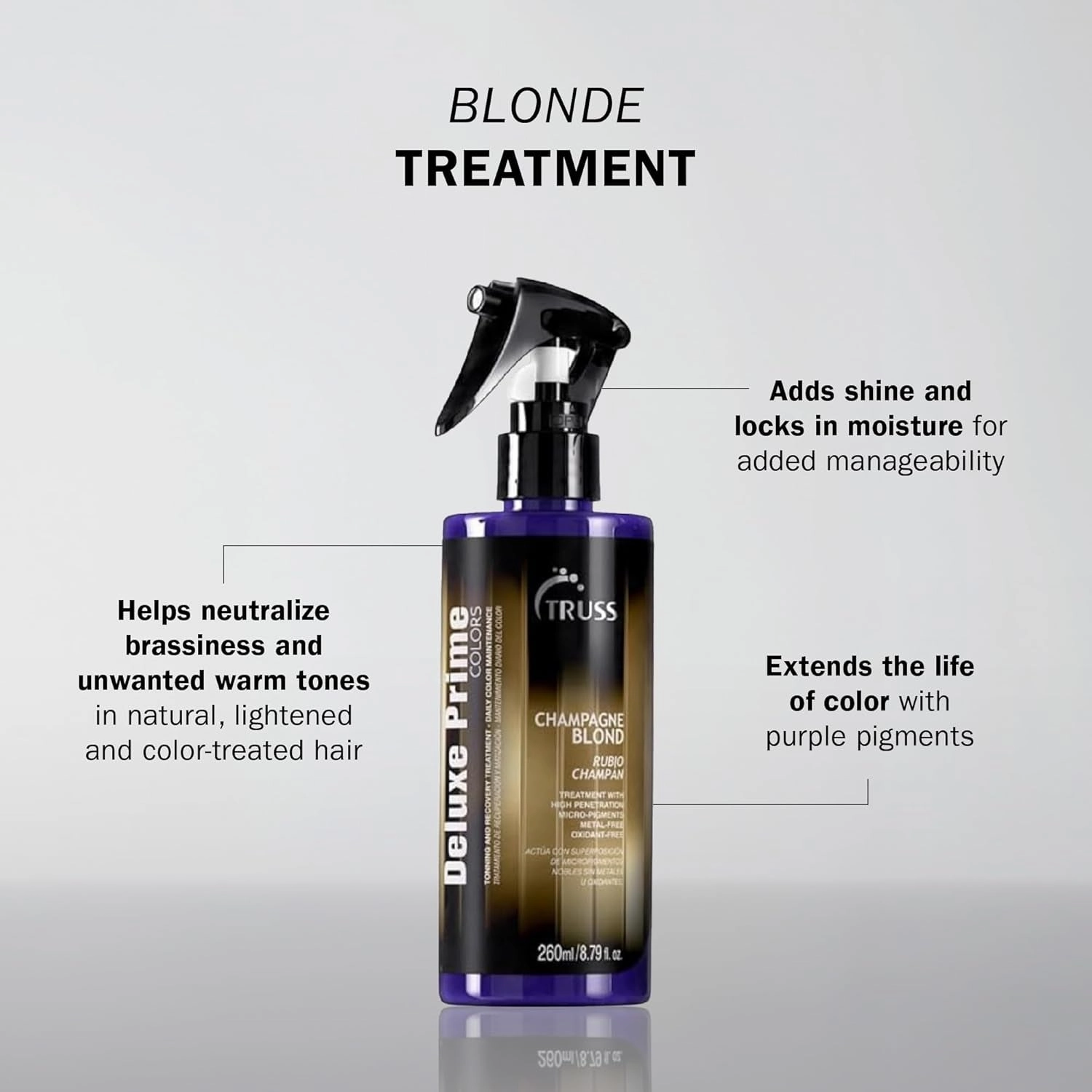 Deluxe Prime Champagne Blond Toner - Violet Purple Spray Treatment Neutralizes Warm, Brassy Yellow Tones on Blonde, Highlighted, Silver and Bleached Hair for the Perfect Platinum Effect.