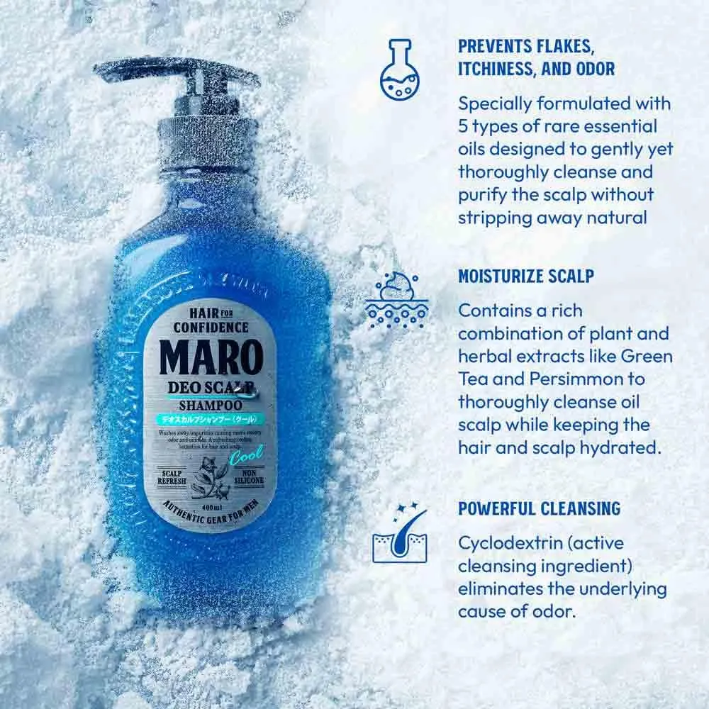 Deo Scalp Shampoo - Soothing Cool Shampoo Cleanser Designed to Remove Dirt & Odor at the Root - Refreshes & Hydrates Scalp, Prevents Flakes & Itchiness - Gift for Men - 13.5 oz / 400 ml (2 Pack)