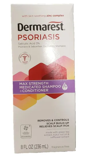 Dermarest Medicated Shampoo Plus Conditioner for Psoriasis, 8 fl oz (5 Pack)