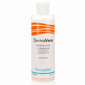 DermaRite DermaVera Skin & Hair Cleanser - Shampoo and Body Wash with Moisturizing Shea Butter, pH Balanced - 7.5 oz., 48 Count