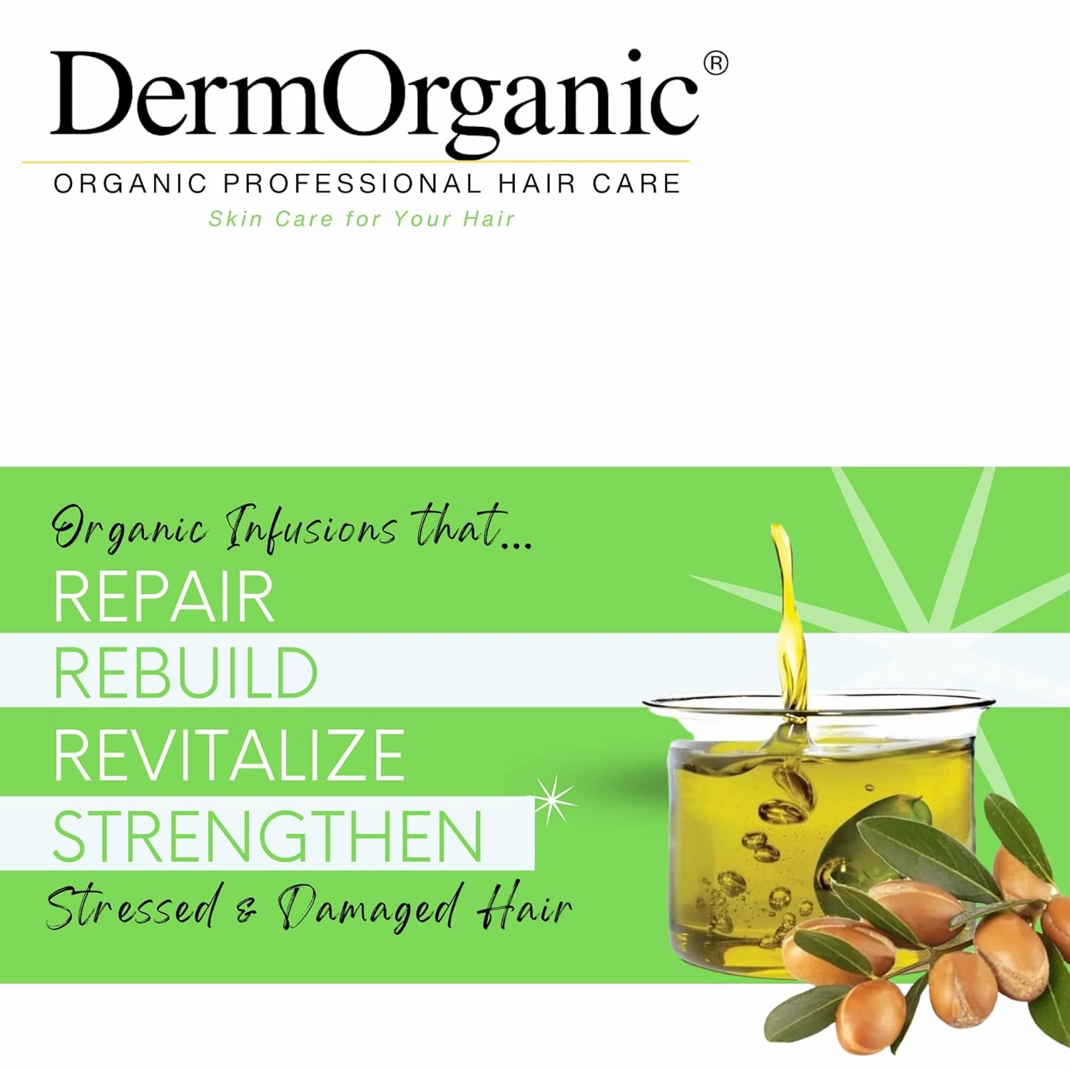 DermOrganic Argan Oil Daily Hydrating Shampoo plus Conditioner – Sulfate-Free & Color Safe, 16.9 oz
