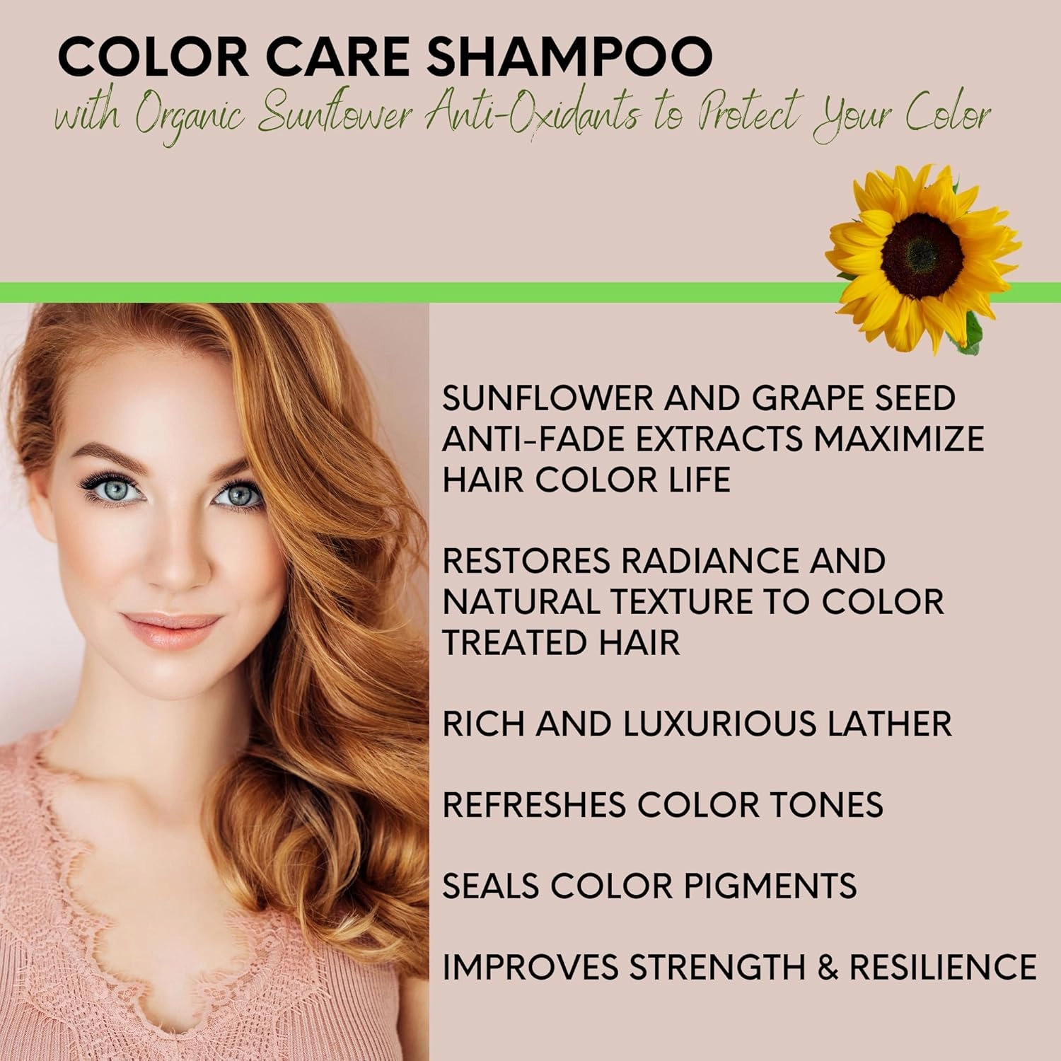 DermOrganic Color Care with Sunflower Anti-Fade Extract - Sulfate-Free SHAMPOO and CONDITIONER 17 fl.oz