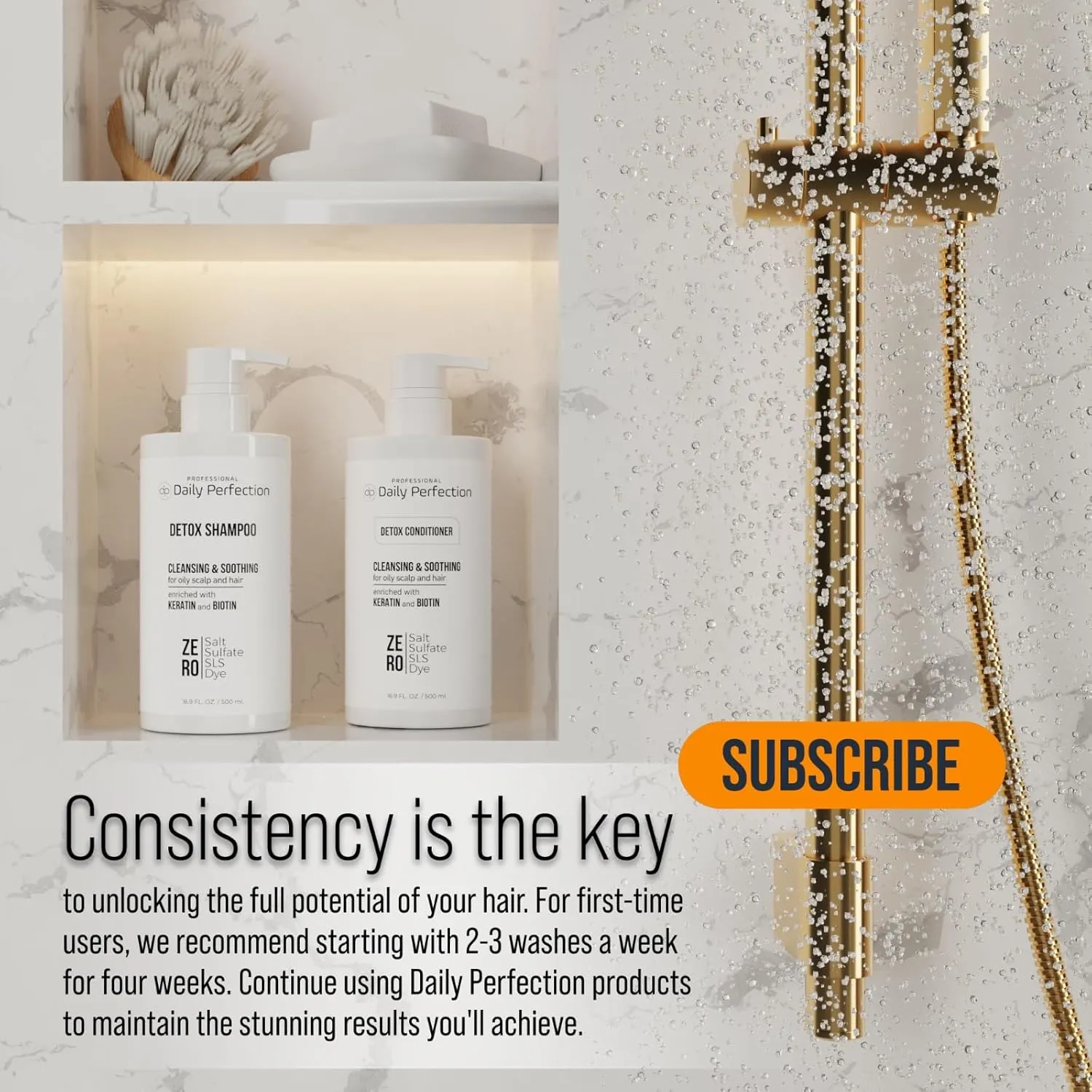 Detox Shampoo to Remove Build-Up, Oil, and Dirt. Salon-Grade Formula with Biotin and Keratin, Salt-Free, Sulfate-Free, and Paraben-Free for Clean, Refreshed Hair.