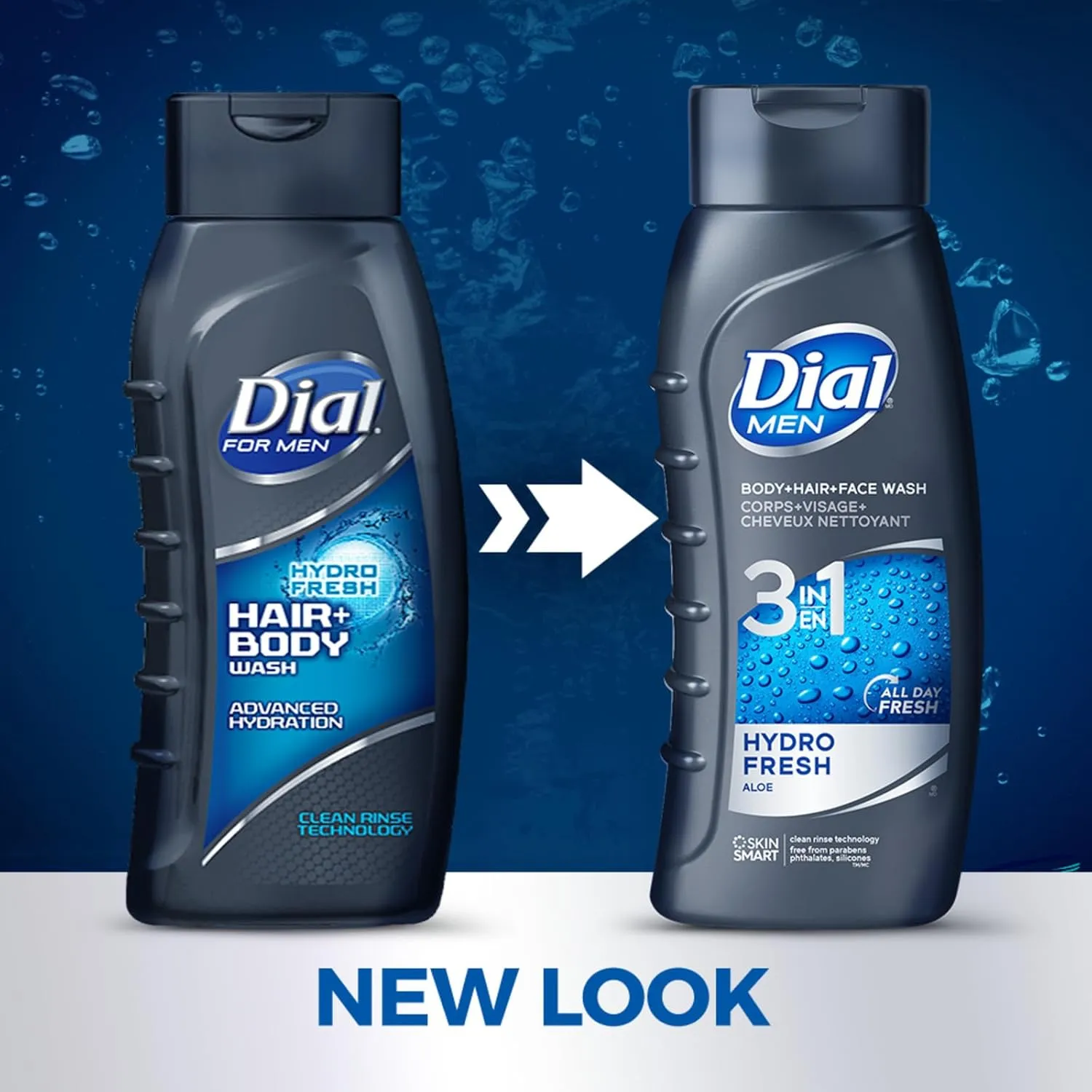 Dial Men 3in1 Body, Hair and Face Wash, Hydro Fresh, 16 fl oz, Pack of 6