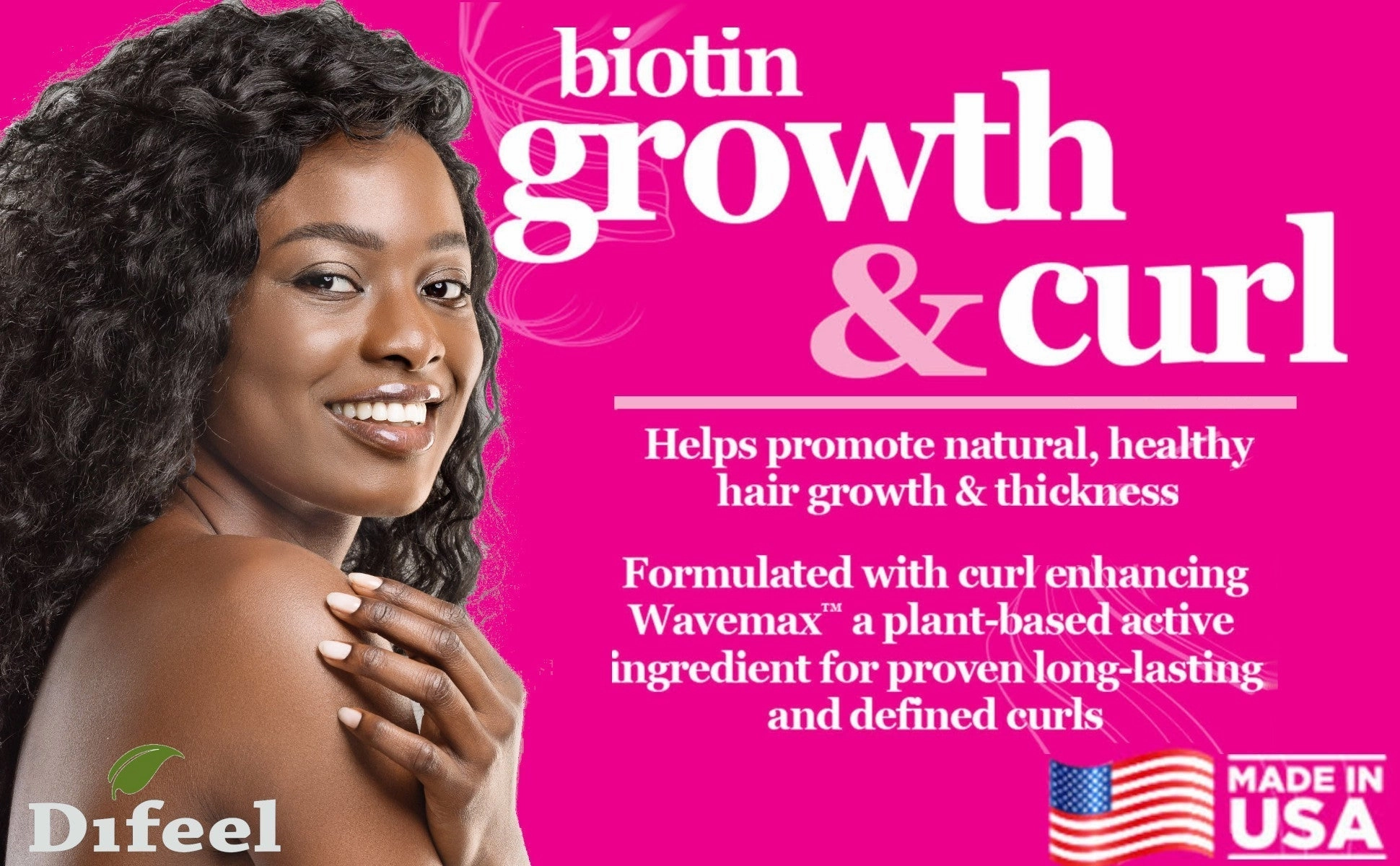 Difeel Growth and Curl Biotin Shampoo 12 oz.