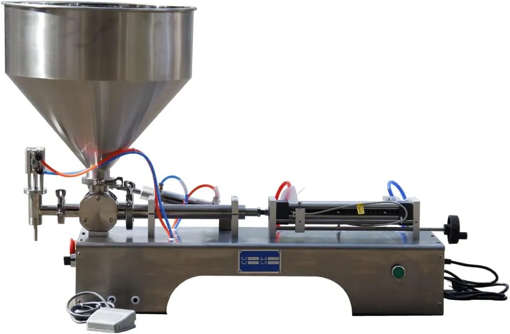 DMC-FPPS Semi-automatic Liquid Filling Machine Paste 10-100ml - Single Nozzle - Capacity of Hopper 30L Pneumatic Paste Filling Machine for Paste Cream Cosmetic Filler