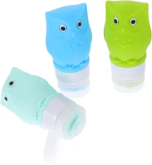 DOITOOL Empty Sub Bottle Owl Design 3pcs Travel Lotion Dispensers Portable Shampoo Container for Toiletries, Assorted Color, 10x3x3cm