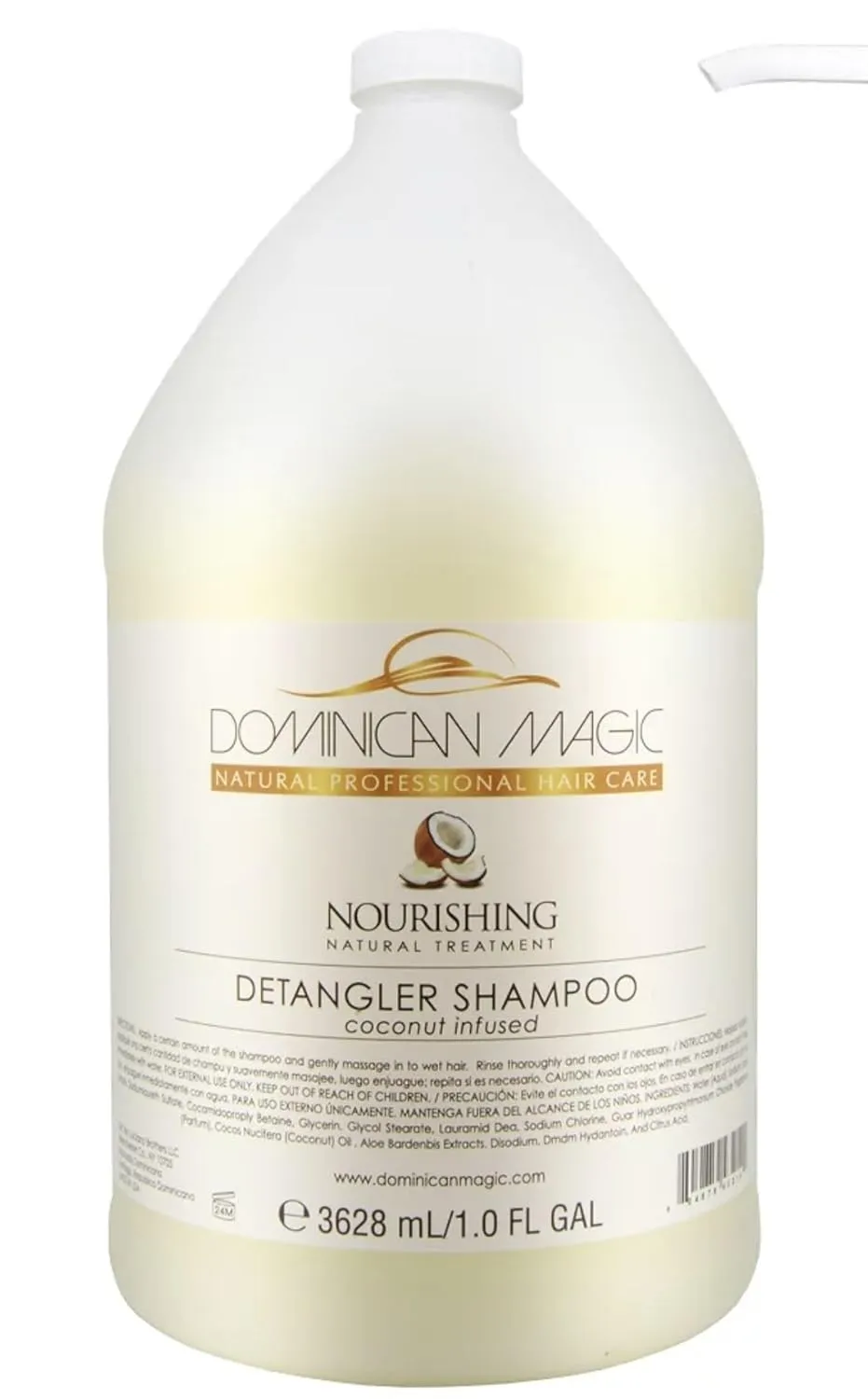 DOMINICAN MAGIC Detangler Shampoo – Coconut Infused (1 Gallon) | Hydrating & Smoothing Shampoo for Dry, Frizzy & Curly Hair | Deep Nourishment & Tangle-Free Finish