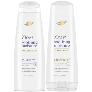 Dove Anti-Dandruff Shampoo and Conditioner Set – Soothing Moisture with Pyrithione Zinc   Sweet Almond Oil for Hair, 12 Oz Ea
