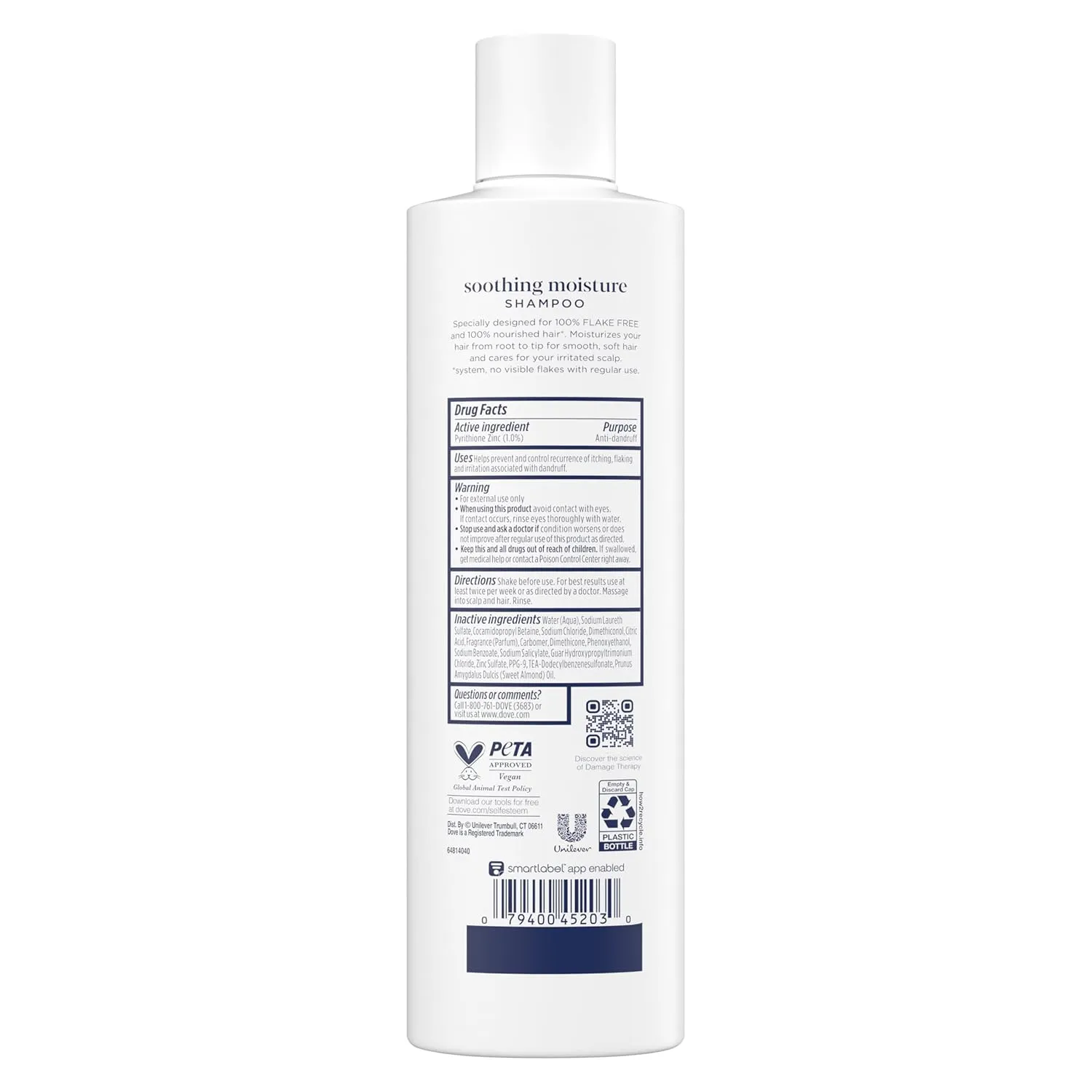 Dove Damage Therapy Derma Shampoo Soothing Moisture Pack of 6 for Flaky Scalp with Pyrithione Zinc and Almond Oil 12 Fl Oz