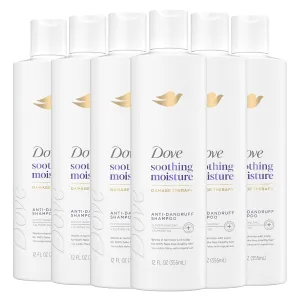 Dove Damage Therapy Derma Shampoo Soothing Moisture Pack of 6 for Flaky Scalp with Pyrithione Zinc and Almond Oil 12 Fl Oz