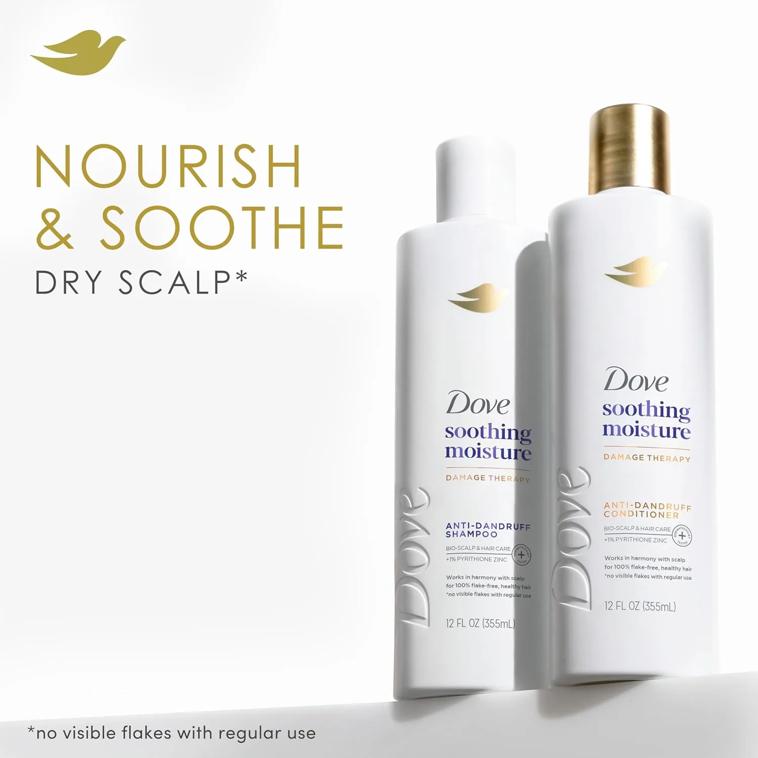 Dove Damage Therapy Derma Shampoo Soothing Moisture Pack of 6 for Flaky Scalp with Pyrithione Zinc and Almond Oil 12 Fl Oz