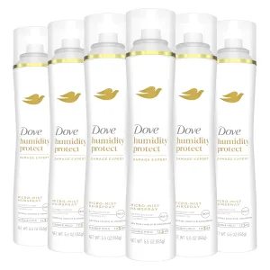 Dove Flexible Hold Hairspray Humidity Protect Micro-Mist Pack of 6 for Long-lasting Hold, All-day Flexible Hold for 24H Frizz Control 5.5 oz