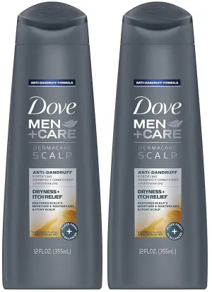 Dove Men   Care Dermacare Scalp - Anti-Dandruff Shampoo   Conditioner 2 in 1 - Dryness   Itch Relief - Net Wt. 12 FL OZ (355 mL) Per Bottle - Pack of 2 Bottles