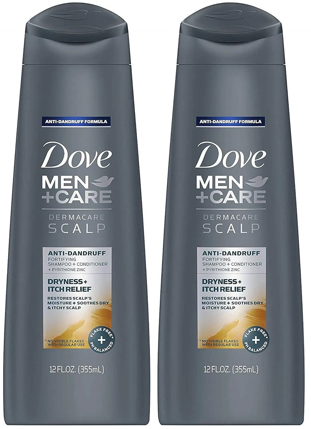 Dove Men   Care Dermacare Scalp - Anti-Dandruff Shampoo   Conditioner 2 in 1 - Dryness   Itch Relief - Net Wt. 12 FL OZ (355 mL) Per Bottle - Pack of 2 Bottles