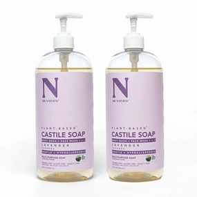 Dr. Natural Castile Liquid Soap, Lavender, 2 pc - Sulfate-Free, Paraben-Free, Cruelty-Free Multi-Purpose Soap with Shea Butter, Coconut Oil, Olive Oil