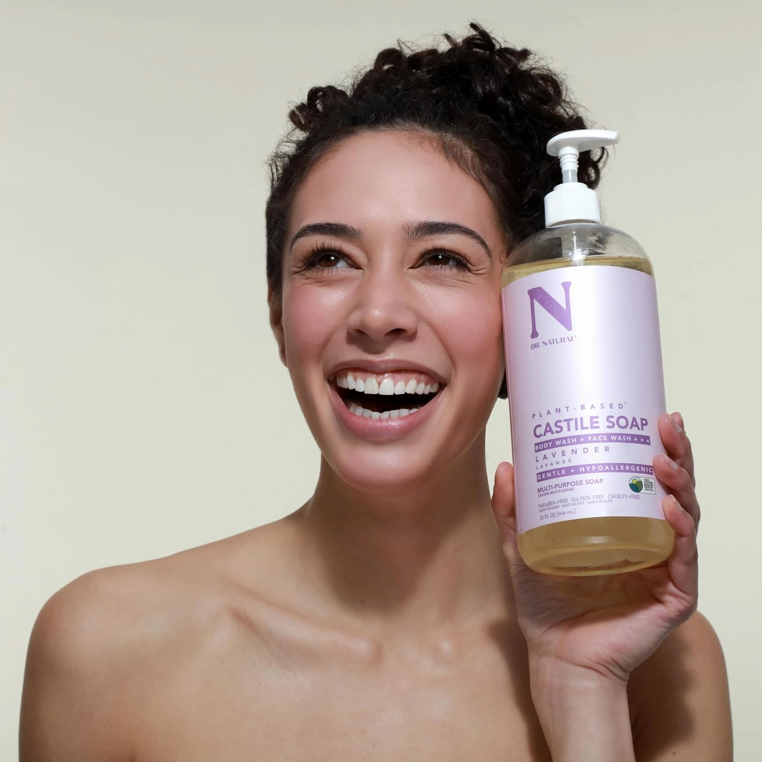 Dr. Natural Castile Liquid Soap, Lavender, 32 oz - Plant-Based - Made with Organic Shea Butter - Rich in Coconut and Olive Oils - Sulfate and Paraben-Free, Cruelty-Free - Multi-Purpose Soap