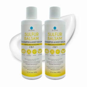 Dr. Robaina Sulfur Balsam Shampoo & Body Wash – Gentle 2-in-1 Cleanser for Seborrheic Dermatitis and Psoriasis Relief – Moisturizes Dry, Itchy Scalp and Skin – Made in the USA